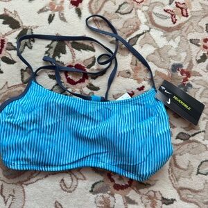 Nike Reversible Blue Striped Bikini Top